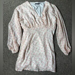Nasty gal long sleeve white and floral dress
